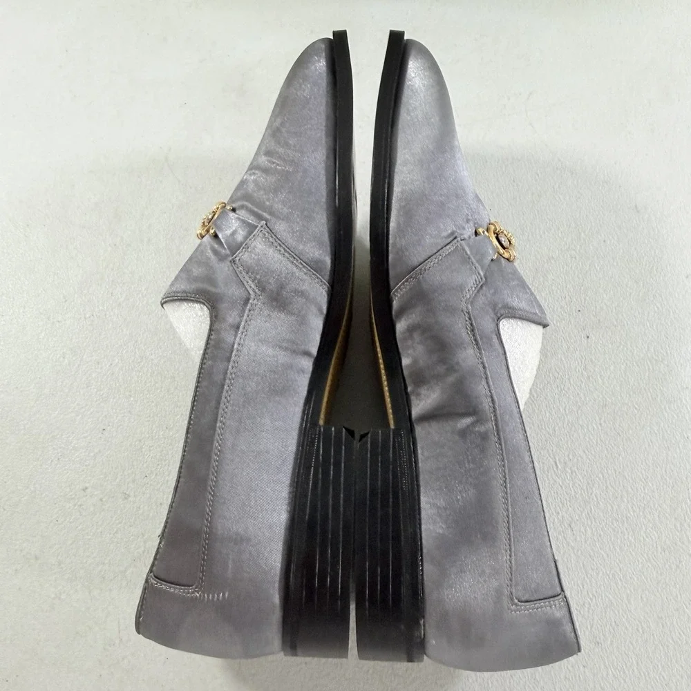 Giorgio Brutini Satin Lusher Slip On Men's Loafers Silver Size 10.5 M NIB